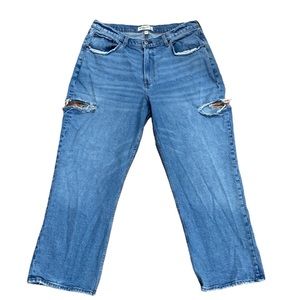 Abercrombie & Fitch The Baggy Mid-Rise Curve Love Distressed Jeans